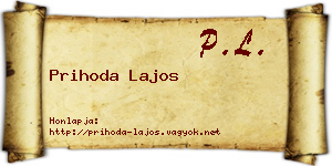 Prihoda Lajos névjegykártya
